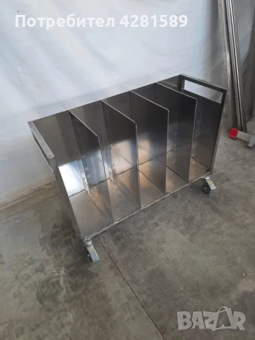 Немска количка за чували за брашно и продукти от неръждаема стомана в много добро състояние, снимка 12 - Други машини и части - 53654892