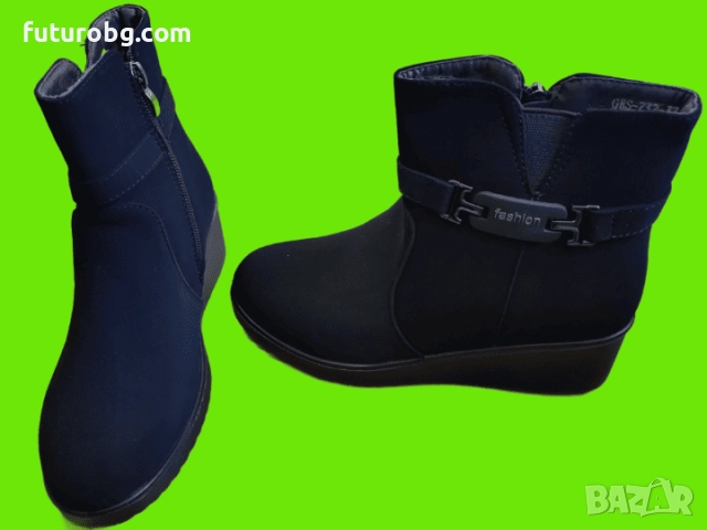 Черни дамски боти с пухкава подплата за студените зимни дни, снимка 3 - Дамски боти - 52230639