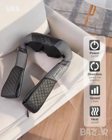 Масажор за шия и рамене RENPHO с топлина [2025 Надстроен], шиацу масажор , снимка 6 - Масажори - 49817793