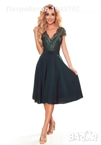 Елегантна рокля от шифон в зелен цвят 381-2 Numoco, снимка 6 - Рокли - 47721488