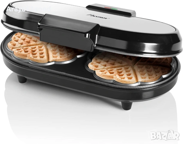 Bestron ADWM730S Двоен гофретник 1200 W с индикатор за готвене, сребрист, снимка 2 - Гофретници - 53810914