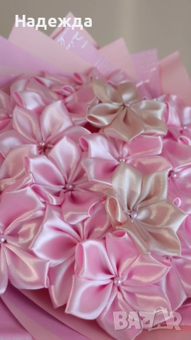 Сатенени цветя , снимка 3 - Изкуствени цветя - 53669449