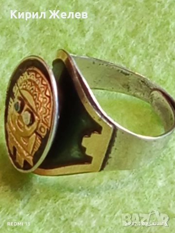 Пръстен печат в Мексикански стил изобразяващ божество с 18к златно покритие 35050, снимка 11 - Пръстени - 52925301