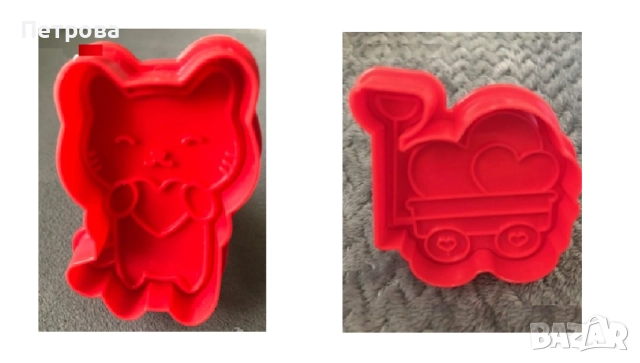 Пластмасови резци – Коте със сърце и Количка със сърца