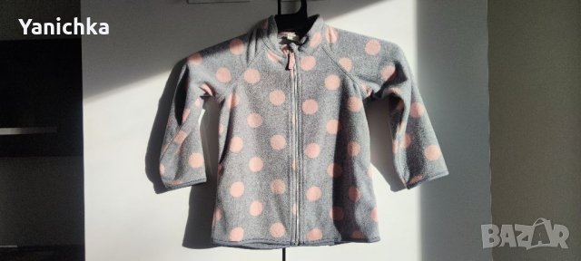 Тънко сиво яке HM от полар с розови точки, снимка 1 - Детски якета и елеци - 39563443