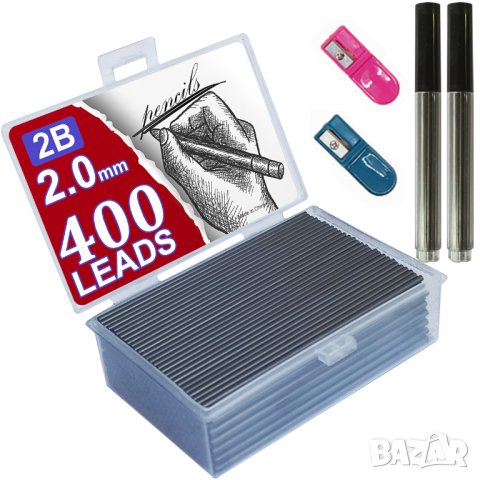 400 бр./кутия 2,0 mm 2B пълнител за механичен молив 2В автоматичен пълнител Училищен черен молив