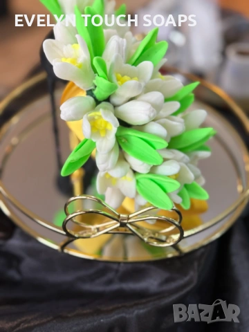 Букет „Кокичета“ от глицеринов сапун, снимка 11 - Козметика за тяло - 53360699