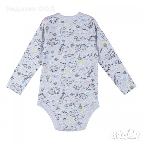 Памучно боди за момче, Динозаври, 6 - 12 м, Сиво, снимка 2 - Други - 39707400