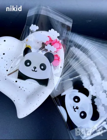 50 бр Панда мече  опаковъчни пликчета торбички за дребни сладки ръчна изработка коледни