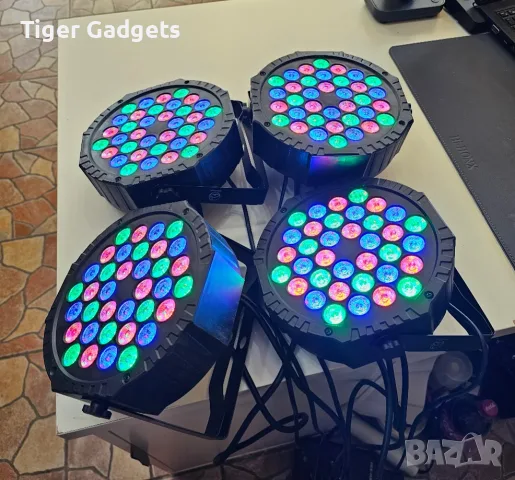 VYmaksran A36 4 броя LED PAR прожектори – 36W RGB, DMX512, 3 дистанционни, 7 режима