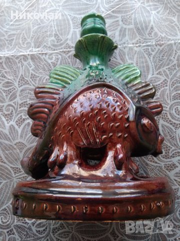 Красив керамичен свещник, снимка 2 - Антикварни и старинни предмети - 35883266