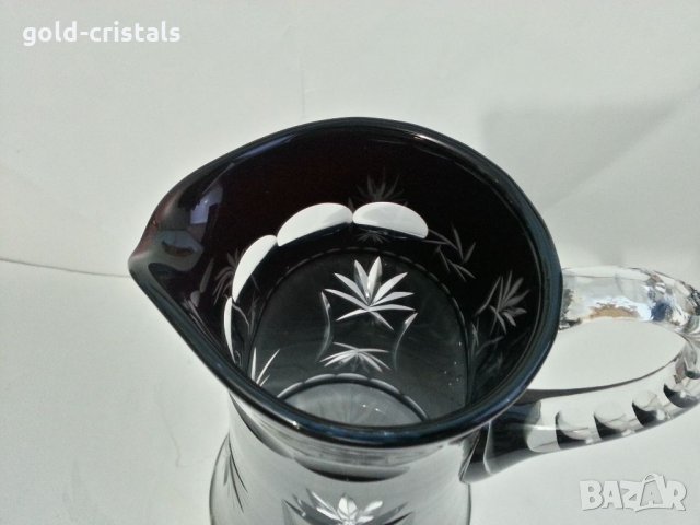 Голяма кристална кана ваза цветен червен кристал, снимка 2 - Антикварни и старинни предмети - 34804564