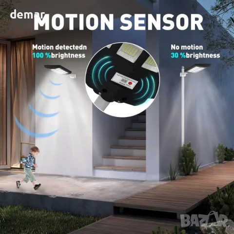 Lenlun Външна соларна LED лампа, 1600 W, сензор за движение, 3 режима, снимка 3 - Соларни лампи - 48213771