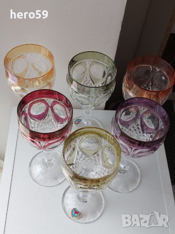 Кристални чаши-комплект от шест броя,многоцветен кристал, снимка 4 - Чаши - 41484526