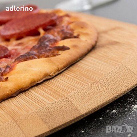 Бамбукова дъска за пица, сервирна подложка за пица, бамбуков поднос за пица и тестени печива и други, снимка 3 - Прибори за хранене, готвене и сервиране - 35753132