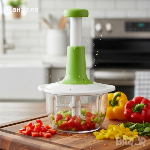 Ръчен кухненски чопър 900 мл с 3 остриета от неръждаема стомана Cheffinger, снимка 2 - Чопъри и пасатори - 53122721