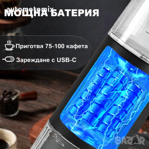 Преносима кафемашина 15Bar, LCD дисплей и мощна батерия - 441137, снимка 3 - Аксесоари и консумативи - 53634393