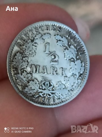 1/2 марка Германия 1906 г, снимка 1