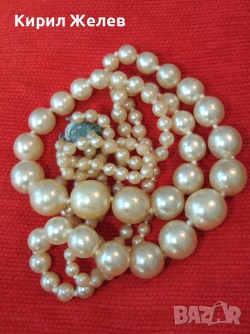 СТАРИННА АР ДЕКО ПЕРЛЕНА РЕТРО ОГЪРЛИЦА КОЛИЕ ЧЕШКИ ПЕРЛИ с БРОНЗОВА ФИЛИГРАННА ЗАКОПЧАЛКА 29092