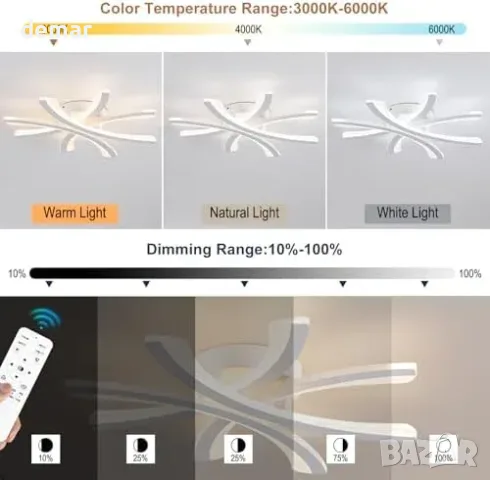 Модерна димируема LED плафониера 30W, 50cm, снимка 2 - Лампи за таван - 55775994