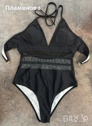 Цял бански костюм с прозрачни елементи - М 