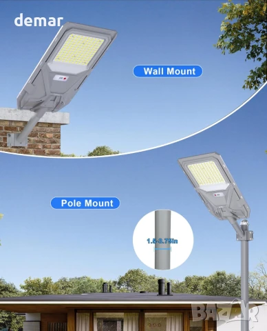 JAYNLT Соларна улична LED лампа, от здрач до зори, сензор за движение, снимка 5 - Соларни лампи - 51338973