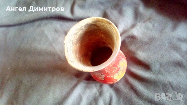 Стара керамична ръчно рисувана ваза, снимка 5 - Вази - 38685037