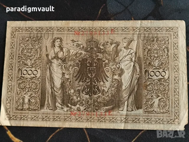 Райх банкнота - Германия - 1000 марки | 1910г., снимка 2 - Нумизматика и бонистика - 56150214