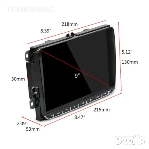Мултимедия 9″ Volkswagen HC8227, Android 15, 4 GB RAM, 64 GB, ROM, Размер: 9 инча, Цвят: Черен, снимка 7 - Друга електроника - 51080291