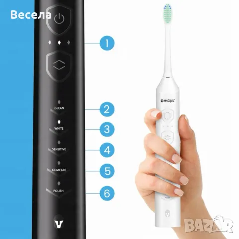 Комплект от 2 броя електрическа звукова четка Toothie X 2в1 с 6 накрайника и зарядна база, снимка 6 - Други - 55969545