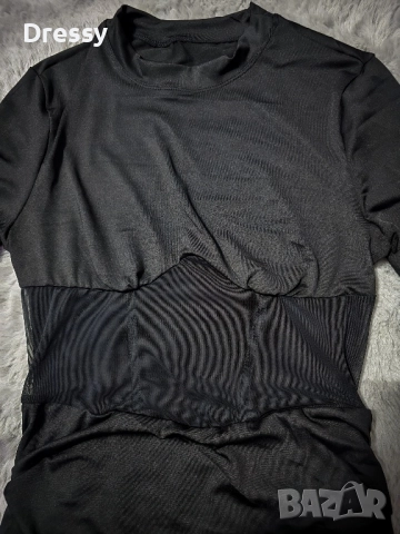 Черна рокля с дълъг ръкав, снимка 2 - Рокли - 52860182