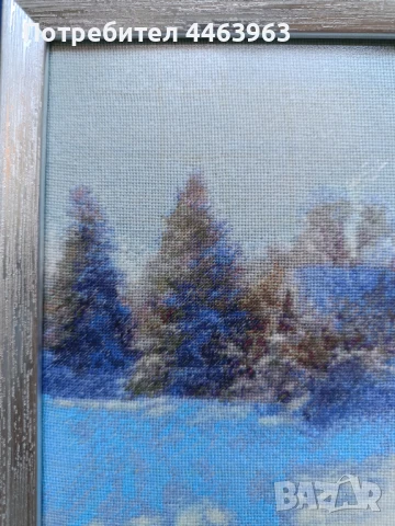 гоблен ,, Зимен ден", 33/20 см, снимка 4 - Гоблени - 51278761