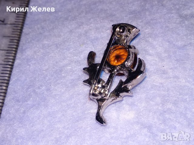 НЕЖНА ФЛОРАЛНА РЕТРО АРТ СКЪПОЦЕННА СРЕБРИСТА БРОШКА БЛАГОРОДНА СТОМАНА с ФАСЕТИРАН ТОПАЗ 38631, снимка 9 - Други - 41622930
