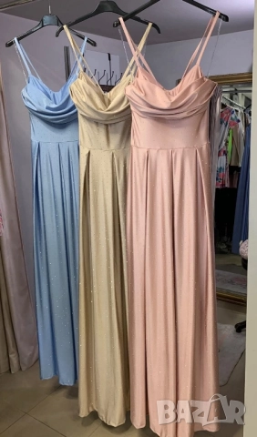 дълги сатенени рокли с камъни , снимка 2 - Рокли - 51459550