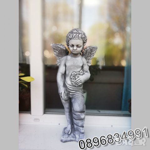 Ангел от бетон. Статуя/Фигура за Декорация - сив цвят, снимка 2 - Градински мебели, декорация  - 35852566