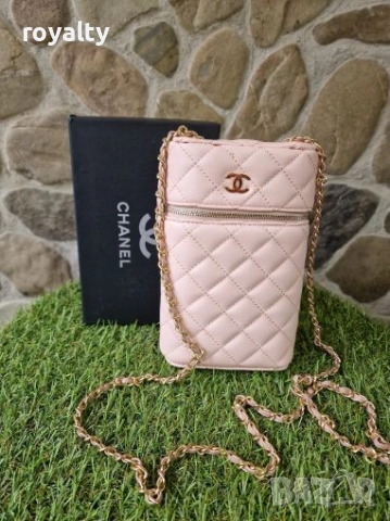 Ch🅰️nel Розова Кожена Дамска Чанта + Кутия 