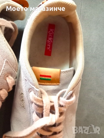 Kickers дамски кецове от естествен велур, цвят пудра – № 38,5, снимка 6 - Кецове - 52008602