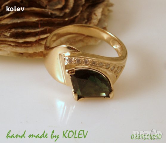 Златен пръстен с турмалин, унисекс модел 6.15 грама/размер №63, снимка 3 - Пръстени - 41393142