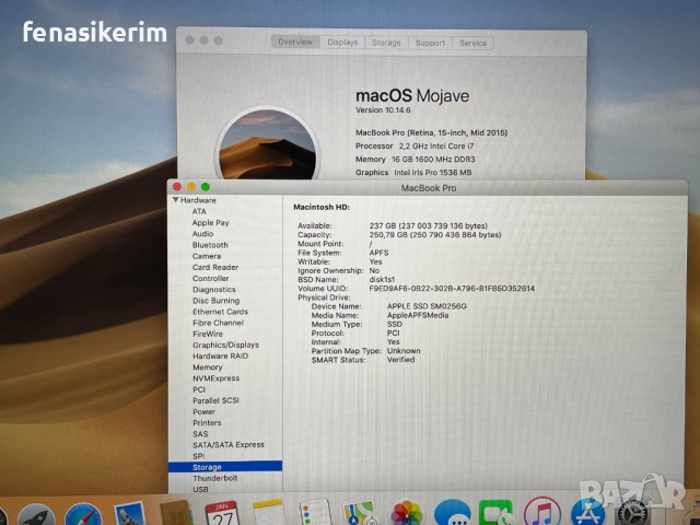 15.4' Retina Core i7 Apple MacBook Pro Mid 2015 16GB RAM/256GB SSD/Iris Pro/Бат 6ч, снимка 6 - Лаптопи за работа - 52041050