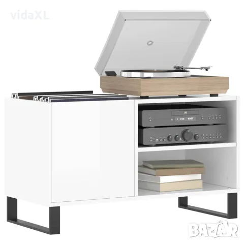 vidaXL Шкаф за грамофонни плочи бял гланц 85x38x48 см инженерно дърво, снимка 3 - Шкафове - 56148134