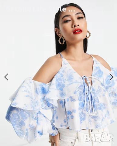 ASOS дамска риза/блуза с волани р-р L, снимка 4 - Корсети, бюстиета, топове - 52908264