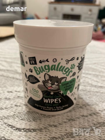 BUGALUGS Котешки кърпички и средство за отстраняване на зъбен камък за зъби на котка - 100 бр., снимка 10 - За котки - 44595952