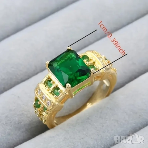 Пръстен с изумруди и кристали, снимка 5 - Пръстени - 50312081