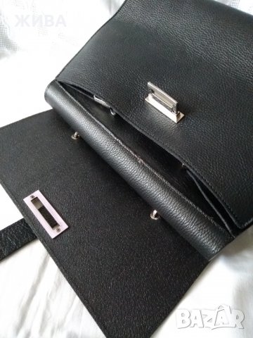 ЕСТЕСТВЕНА КОЖА /made in ITALY/ официална черна дамска чанта, снимка 9 - Чанти - 35939025