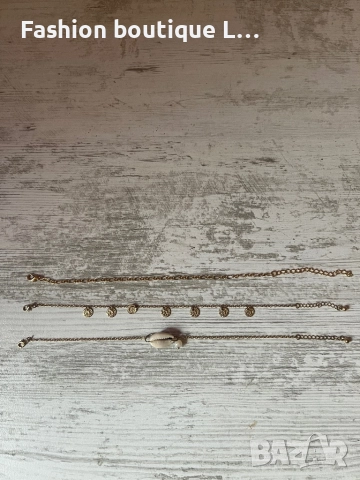 Комплект от 3 броя златисти гривнички за крак или ръка с перла , мида и парички ❤️, снимка 5 - Гривни - 52377611