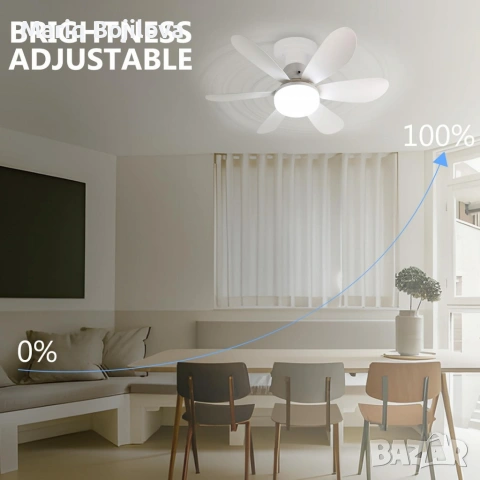 Модерна вентилаторна лампа с форма на цвете, LED осветление, дистанционно, 40W, 1200 лумена, снимка 13 - Полилеи - 53204945