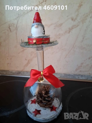 стъклени свещник за Коледа, снимка 5 - Декорация за дома - 52437147