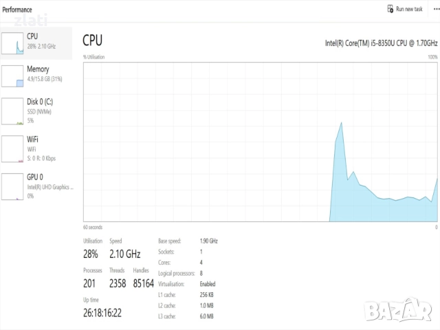 Таблет и Лаптоп 2в1 Lenovo ThinkPad Yoga L380 - 13.3" - i5-8350U 1.9GHz/RAM16GB/SSD256GB/Win 11 Pro, снимка 12 - Лаптопи за работа - 35406705