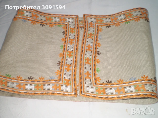 винтидж покривка за маса, ръчно бродирана   ленена покривка за маса, снимка 3 - Покривки за маси - 51012934