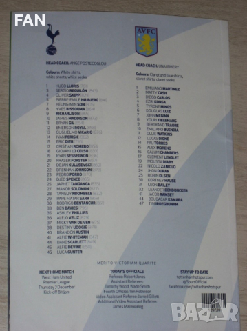 ТОТНЪМ ХОТСПЪР - АСТЪН ВИЛА оригинална английска футболна програма от Висшата лига сезон 2023/24, снимка 14 - Фен артикули - 44697860